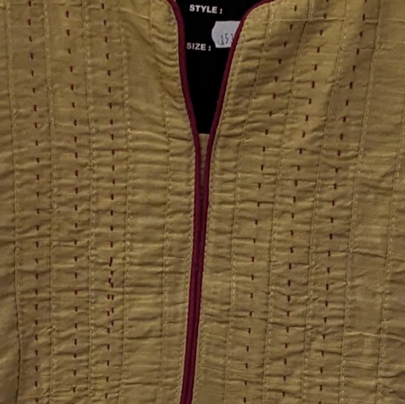 🪴NEW Indian Embroidered Top, 3/4 Sleeves in Olive L - Picture 4 of 4